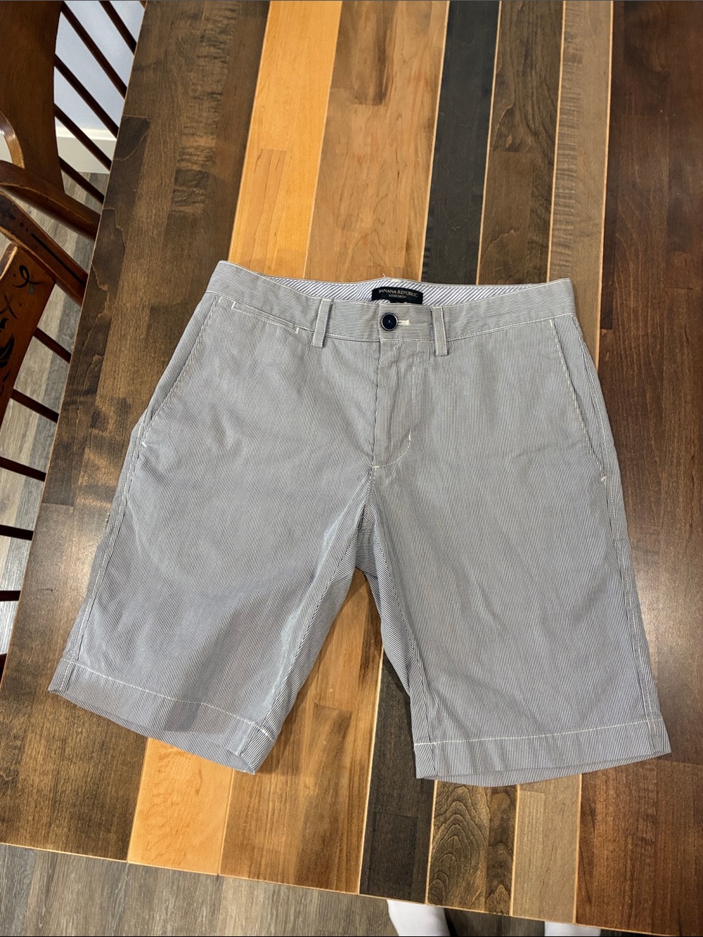 Banana Republic Light Gray Pinstripe Bermuda Shorts